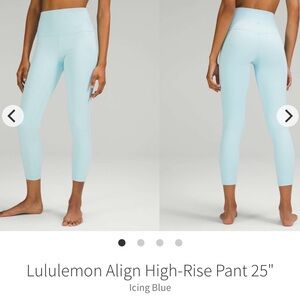 Lululemon Align High-Rise Pant 25" Icing Blue Tiffany 2022 W5CTCS $98 Nulu Sz 4